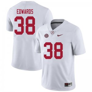 NCAA Men's Alabama Crimson Tide #38 Jalen Edwards Stitched College 2020 Nike Authentic White Football Jersey GL17L57RP